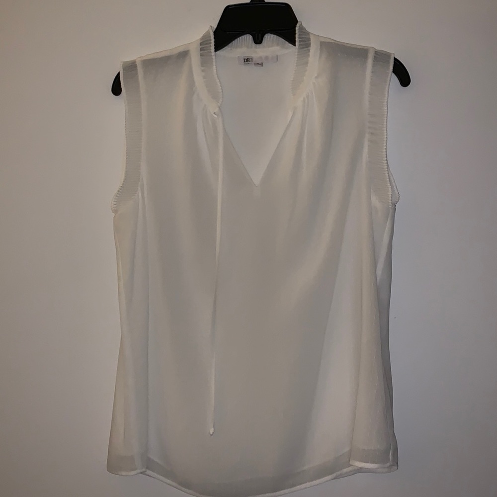 NWOT DR2 White Trimmed Tank, Size Small